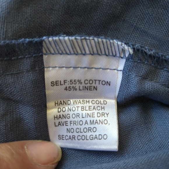 Hidden Alley Embroidered Blouse Sz S Blue‎ Ballon Sleeve Linen Blend Boho Top - Picture 9 of 16